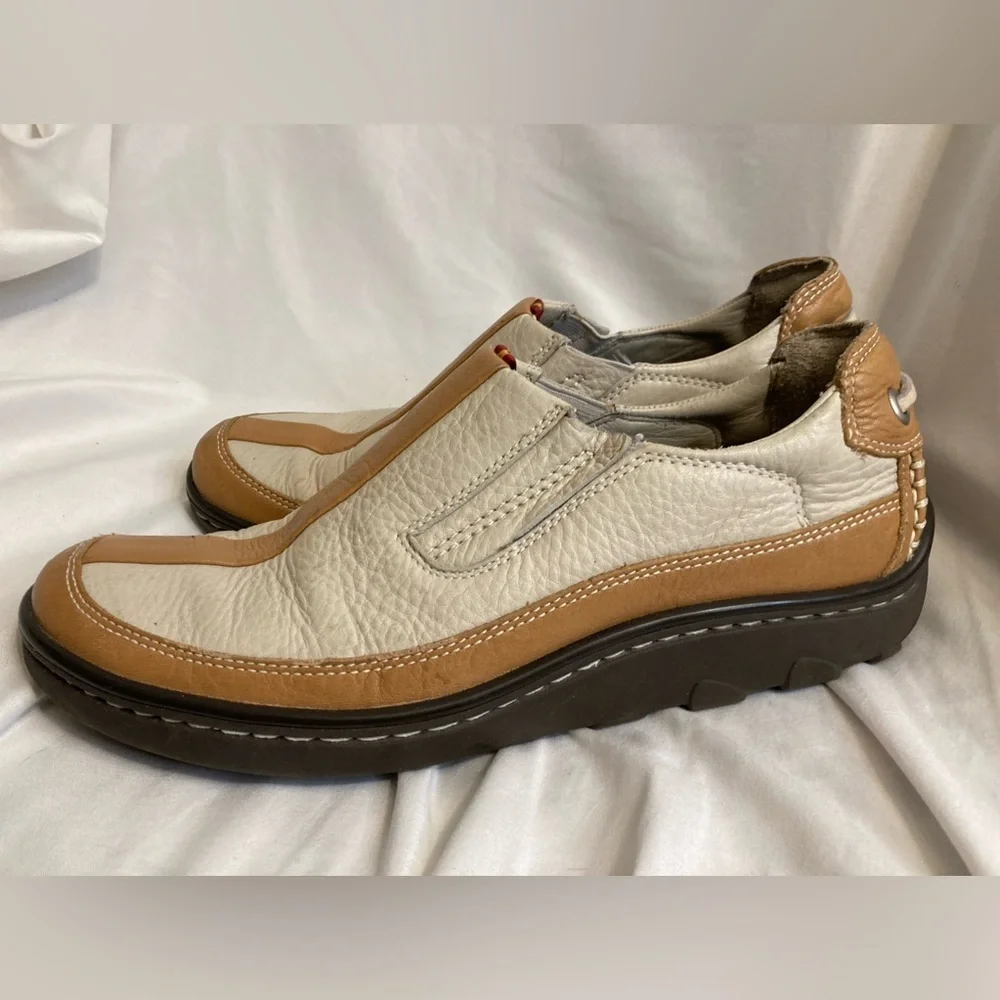 Rockports I Travel Leather Loafers Slip-On Tan/ Cream Size EU 42/ US 8
